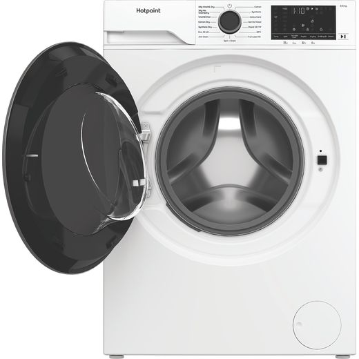 Hotpoint AntiStain HBD 8680 ANTI STAIN UK 8Kg / 6Kg Washer Dryer with 1400 rpm - White - Door open