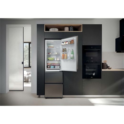 Haier HTR3518ENMXK Fridge Freezer Stainless Steel Effect - Fridge freezer in kitchen shot