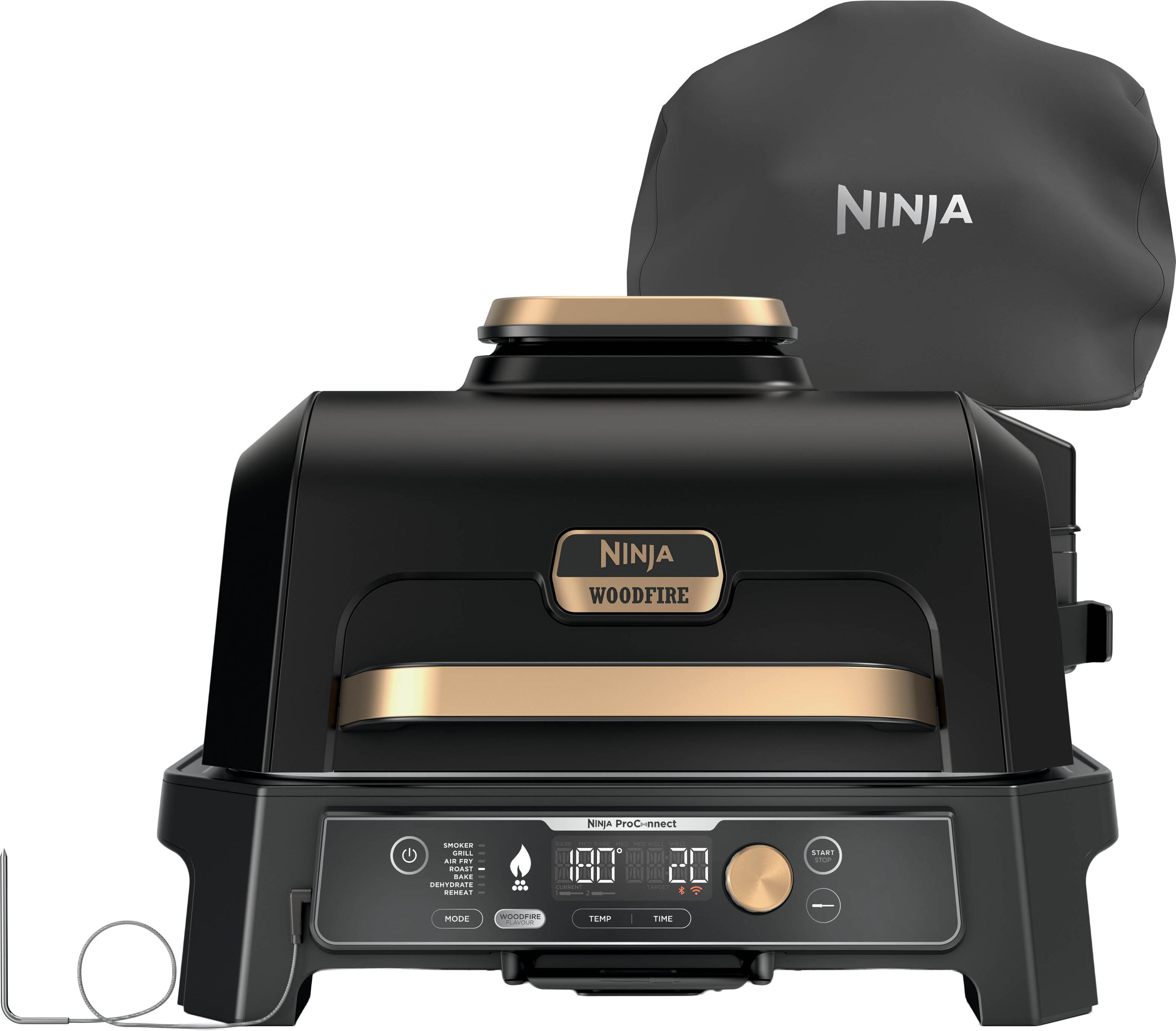 Ninja Woodfire Pro Connect XL OG901UKBK1 Outdoor Oven Black Gold Black