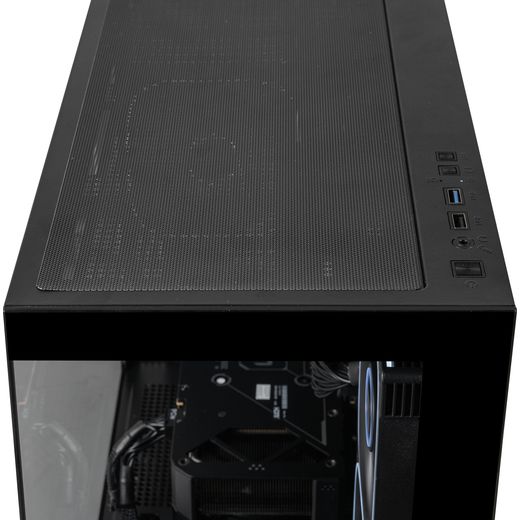 3XS Core 3XS-169056 Micro Tower - NVIDIA® GeForce RTX™ 5060, AMD Ryzen™ 5, SSD - Black - Top ports
