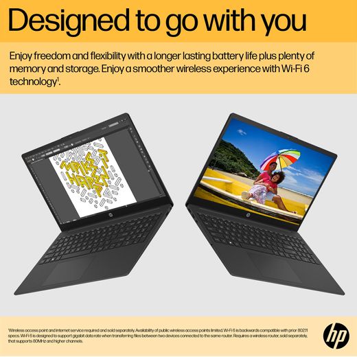 HP 15-fc0057na Laptop - AMD Ryzen™ 5, 512GB SSD, 8 GB RAM - Black - Annotation - Designed to go with you shot