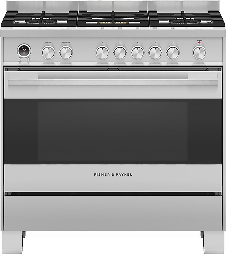 Image of Fisher & Paykel Designer OR90SDG6X1 90cm wide Dual Fuel Range Cooker with Gas Hob and Pyrolytic Cleaning - Stainless Steel - A Rated, Stainless Steel