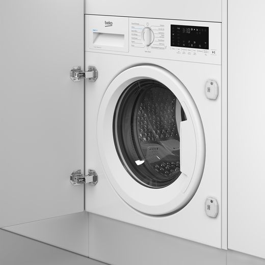 Beko WTIK74122 Integrated Washing Machine with 1400 rpm - White - Washing machine in room
