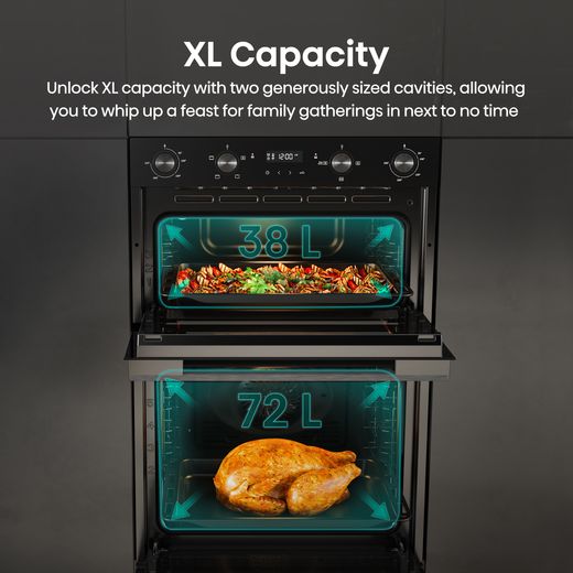 Hisense HIPKD6CB60IND Freestanding Electric Double Oven - Black - Annotation - Capacity shot 