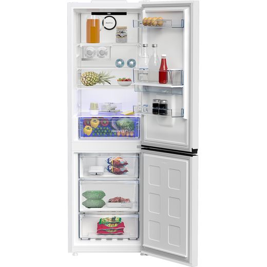 Beko HarvestFresh™ Fridge Freezer - White - Front with door open shot