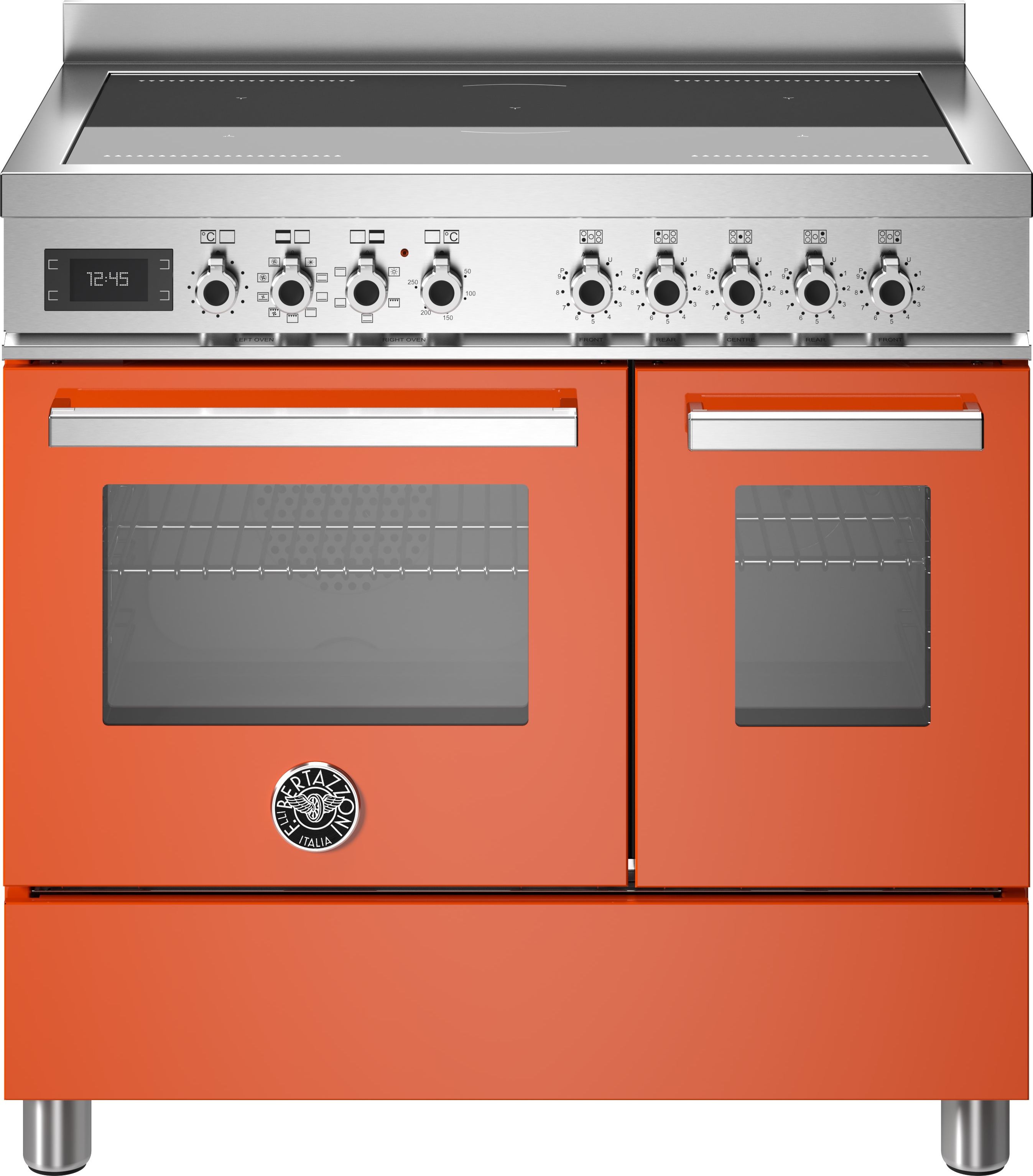 Bertazzoni 90cm Electric Range Cooker with Induction Hob - Orange - 2 Oven