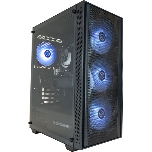 CyberPowerPC AO22232 Gaming PC - NVIDIA® GeForce RTX™ 5050, AMD Ryzen™ 5, 1TB SSD - Black - Right perspective shot