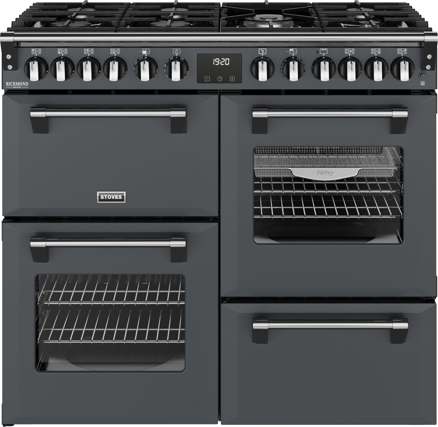 Stoves 4 Oven Gas Hob Range Cooker - 100cm - Anthracite Grey - 7 Zone