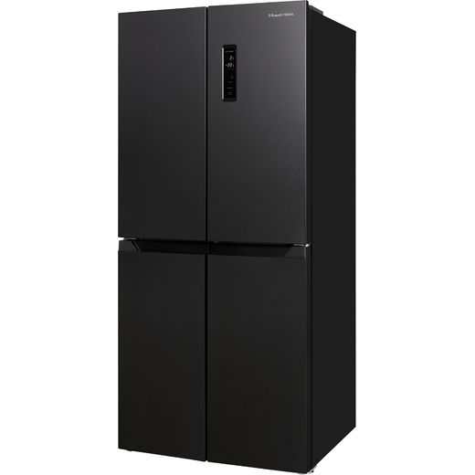 Russell Hobbs RH180A4FF802E1BS 180cm Frost Free Fridge Freezer with Fixed Door Fixing Kit - Black Steel - Left perspective