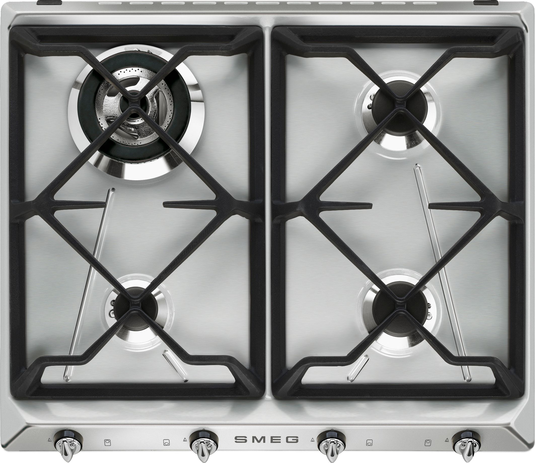 Smeg 60cm Gas Hob - Stainless Steel - 4 Burners - Rotary Dials