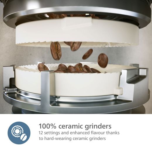 Philips 5400 Series EP5446/70 Bean to Cup Coffee Machine - Black / Silver - Annotation - grinder shot