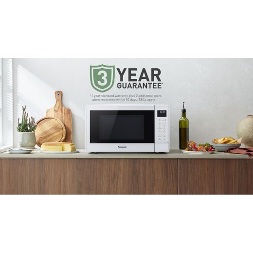 Panasonic 4-in-1 Air Fry NN-CT55RWBPQ 27 Litre 31cm High, Freestanding Small Combination Microwave Oven - White - Annotation - warranty