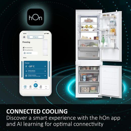 Haier Integrated 70/30 Total No Frost Fridge Freezer with Sliding Door Fixing Kit - White - Annotation - hOn connectivity