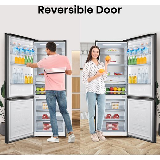 Hisense 60/40 Frost Free Fridge Freezer - Black / Stainless Steel - Annotation - Reversible door