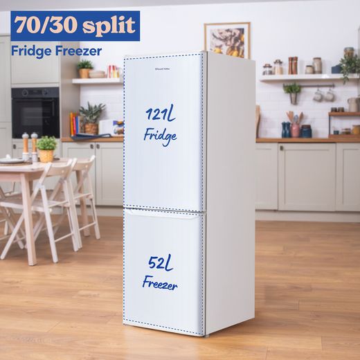 Russell Hobbs RH143FF492E1W 14cm 70/30 Fridge Freezer - White - Annotation - split type shot