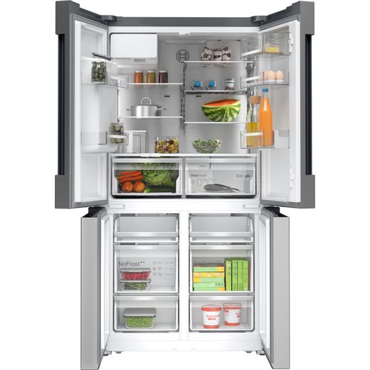 Bosch Series 6 American Fridge Freezer - Stainless Steel - Doors open