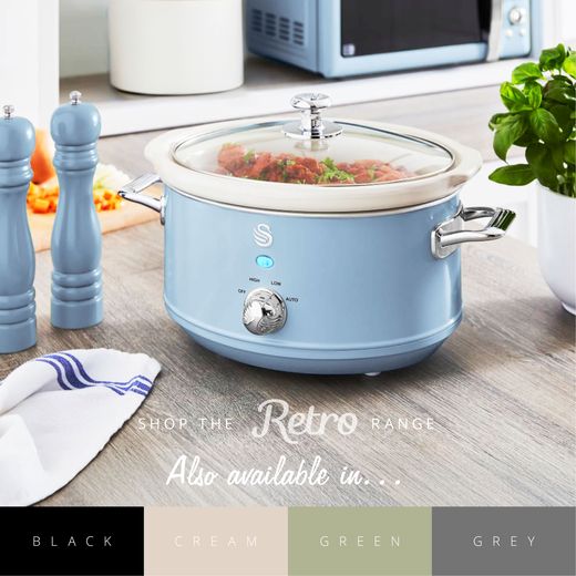 Swan Retro SF17021BLN 3.5 Litre Slow Cooker - Blue - Annotation - Collection shot