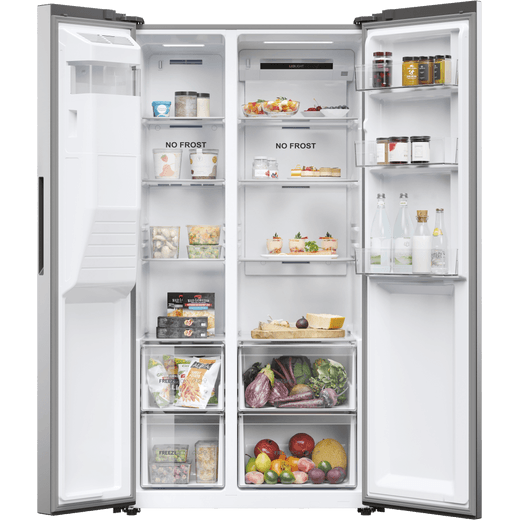 Haier SBS 90 Series 5 American Fridge Freezer - Stainless Steel - Doors open