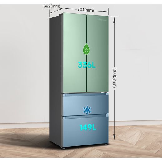 Fridgemaster American Fridge Freezer - Silver - Annotation - Dimension shot