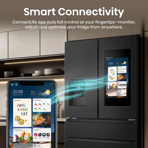 Hisense PureFlat Eclipse American Fridge Freezer - Black - Annotation - Smart connectivity