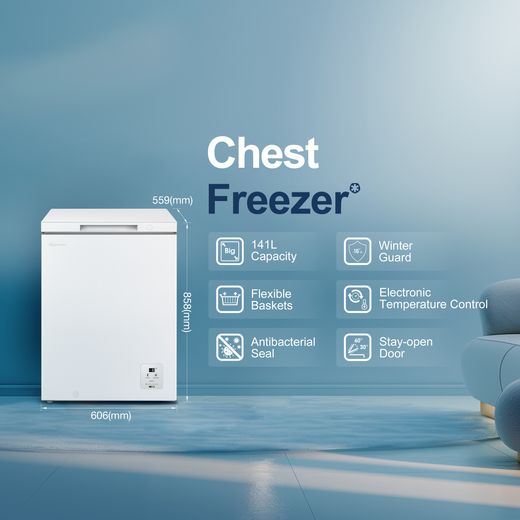 Fridgemaster Chest Freezer - White - Dimensions
