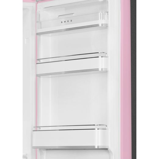 Smeg 50's Style FAB32RPK6UK 197cm Frost Free Fridge Freezer - Pink - Close up door shelf shot