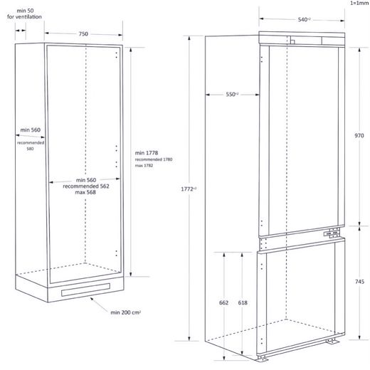 Haier Integrated Total No Frost Fridge Freezer - White - Dimensions