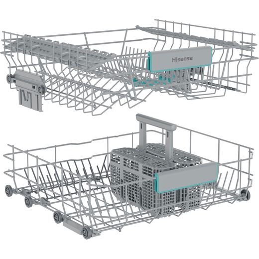 Hisense Fully Integrated Standard Dishwasher - Silver - Right rack perspective shot
