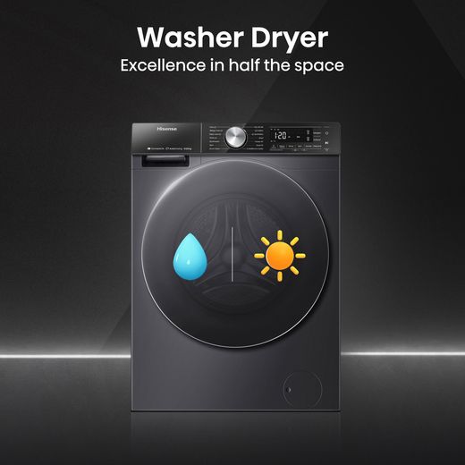 Hisense 5S Series 10.5Kg / 6Kg Washer Dryer - Black - Annotation - Washer dryer shot