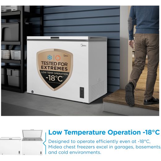 Midea MDRC411FZE01 Chest Freezer - White - Annotation - low temp shot