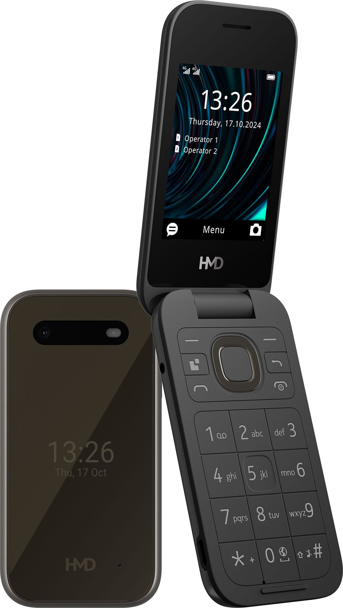 HMD 2660 Flip 128MB Flip Phone in Cosy Black Black