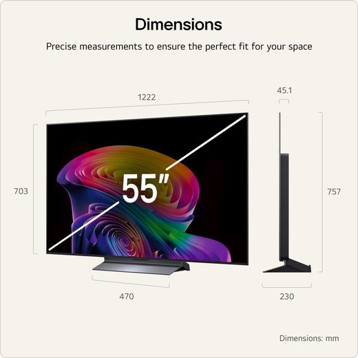 LG evo AI C6 55" 4K Ultra HD OLED Smart TV - Annotation - dimension shot