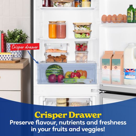 Russell Hobbs RH143FF492E1B 14cm 70/30 Fridge Freezer - Black - Annotation - crisper drawer shot