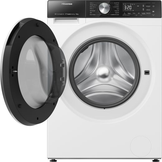 Hisense WF5S1245BW 12kg Washing Machine with 1400 rpm - White - Front with door open shot