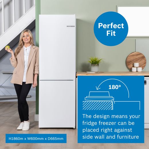 Bosch Series 4 60/40 Frost Free Fridge Freezer - White - Annotation - perfect fit shot