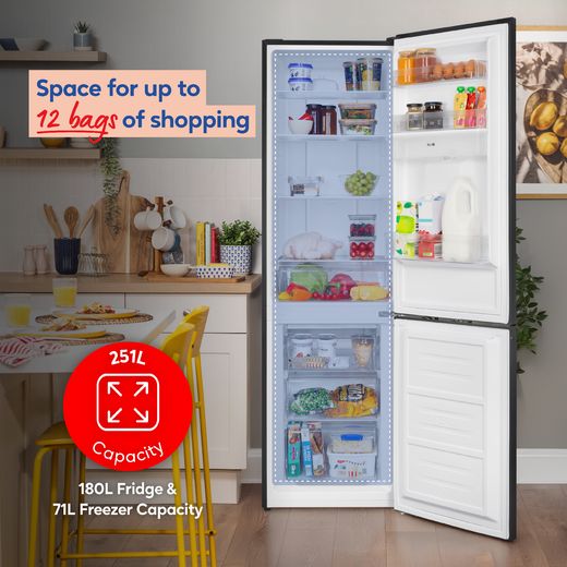 Russell Hobbs RH181TNF552E1DIWD 181cm 60/40 Frost Free Fridge Freezer - Black Steel - annotation - 12 bags shot