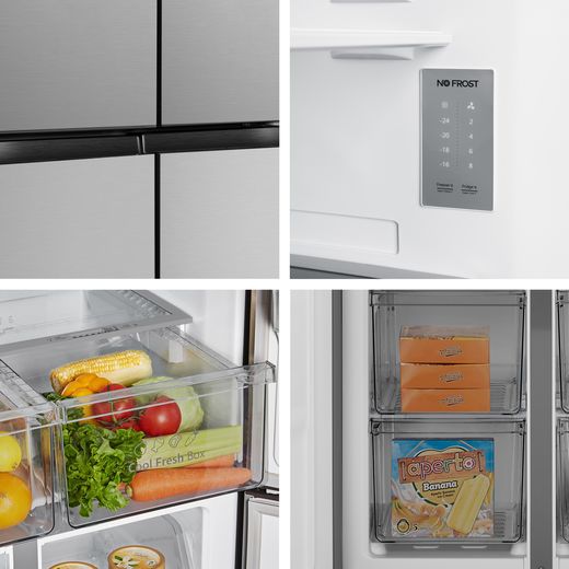Fridgemaster American Cross Door American Fridge Freezer - Silver - Multiple shots