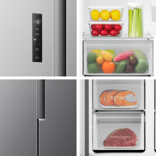 Fridgemaster American Fridge Freezer - Silver - Close up detail shot