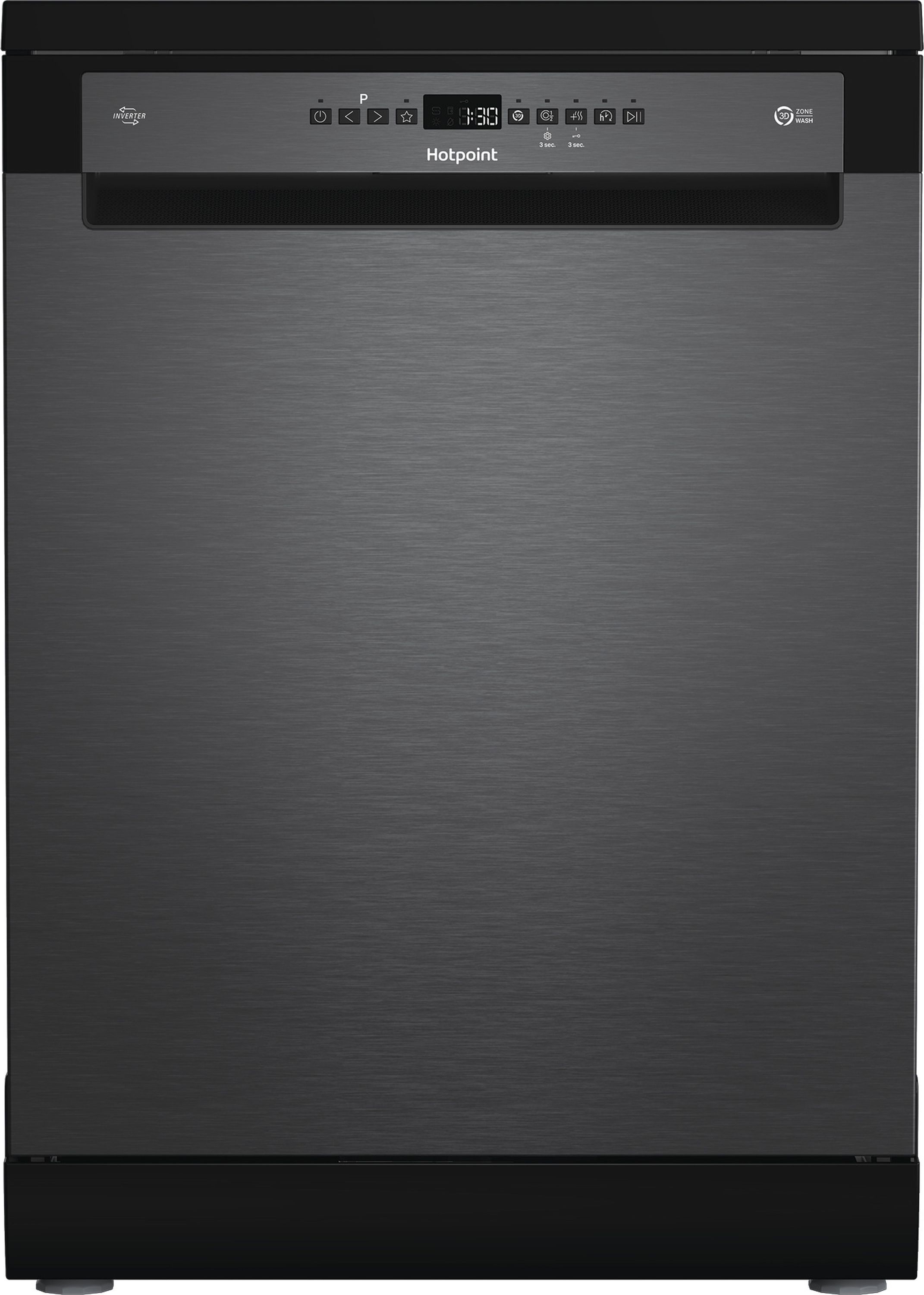 Image of Hotpoint H8F HP51BS UK Full Size Dishwasher - Black Steel - B Rated, Black