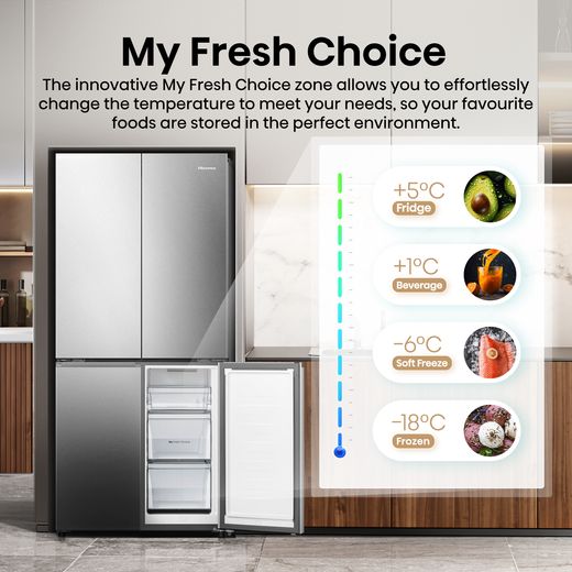 Hisense PureFlat American Fridge Freezer - Stainless Steel - Annotation - My fresh choice shot