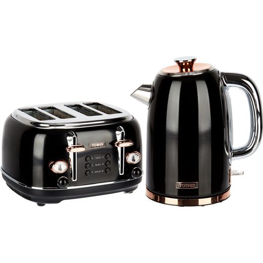 Tower AOBUNDLE004 Kettle And Toaster Set - Black / Rose Gold