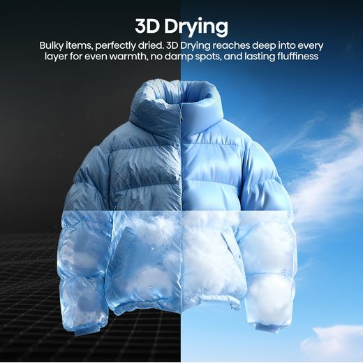 Hisense 3D Drying 7i Series DH7I108BBAB1 Wifi Connected Heat Pump Tumble Dryer - Black - 3D Drying