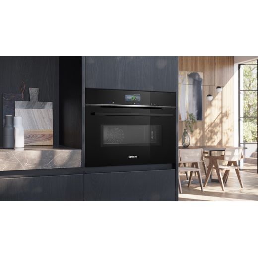 Siemens IQ-700 Compact Electric Single Oven - Black - Oven in kitchen cupboard shot