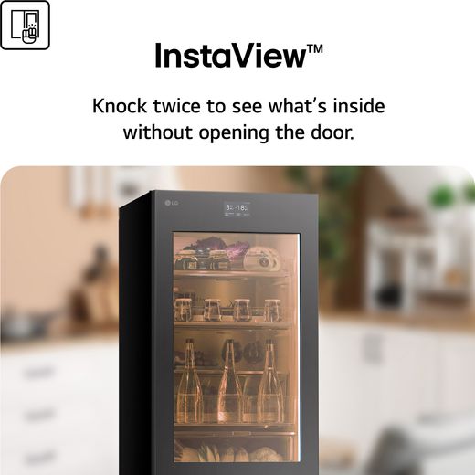 LG InstaView™ ThinQ™ 60/40 Total No Frost Fridge Freezer - Black Steel - Annotation - InstaView