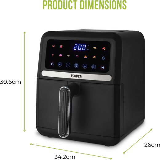 Tower Vortx 5L T17186 Air Fryer - Black - Dimensions