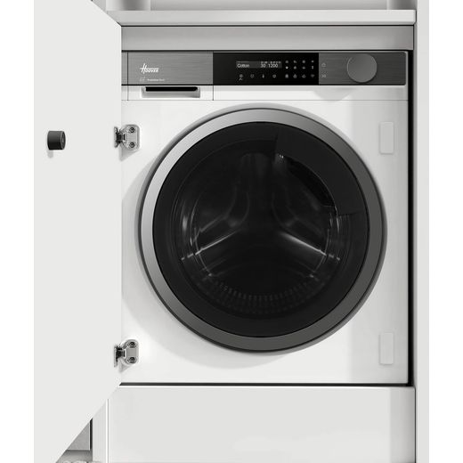 Hoover H-Wash 600 HBSI 410CIL8U-80 Integrated 10kg Washing Machine with 1400 rpm - White - in cupboard shot