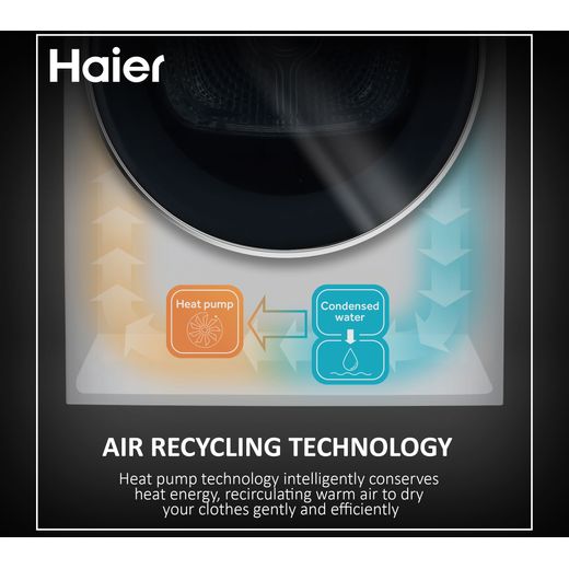 Haier Series 4 HDB4H7A2TBERX80 Integrated 7Kg Heat Pump Tumble Dryer - Anthracite - Annotation - Air recycling shot