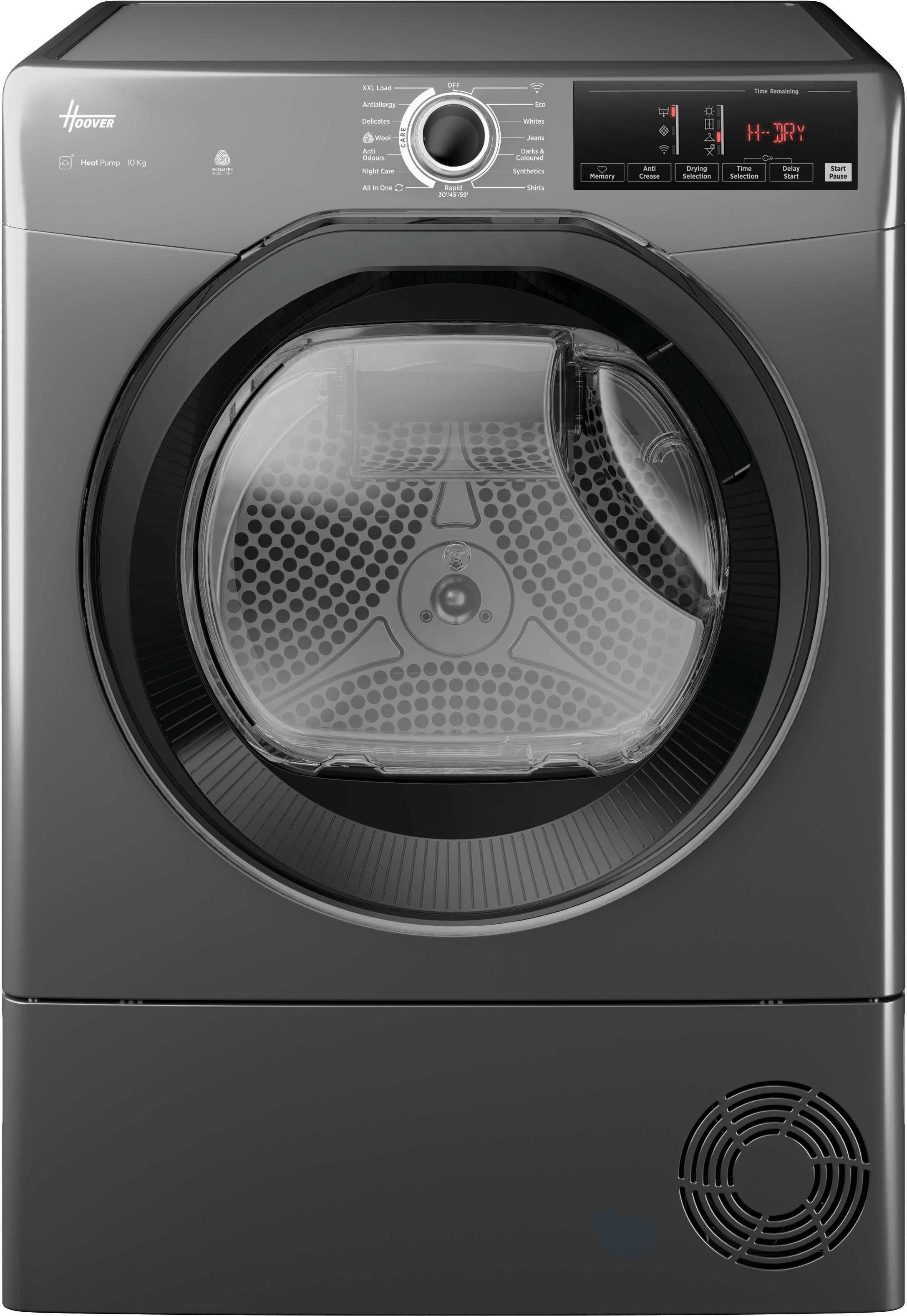 Hoover H-DRY 350 HRE H10N2TBER-80 - Heat Pump Tumble Dryer - 10 Kg - Graphite