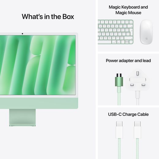 Apple iMac, - - Green - Annotation - Whats in the box shot