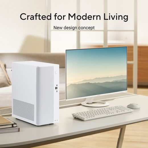 Asus V500 Mini Tower V501MV-W521H34W Tower - Intel® Core™ 5, 512GB SSD, 2026 16 GB RAM - White - annotation - modern living shot